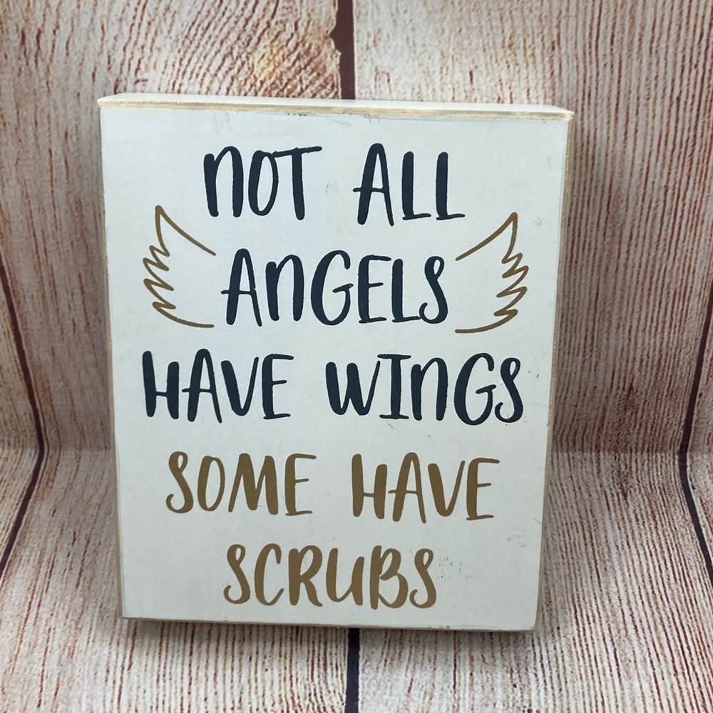 NOT ALL ANGELS HAVE WINGS Box Sign Collins Fresh + Original White & Gold